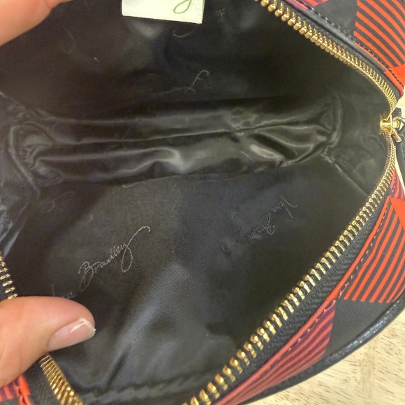 Vera Bradley Red Black Buffalo Check Plaid Cosmetic Bag Makeup Pouch Travel Case - Picture 4 of 5